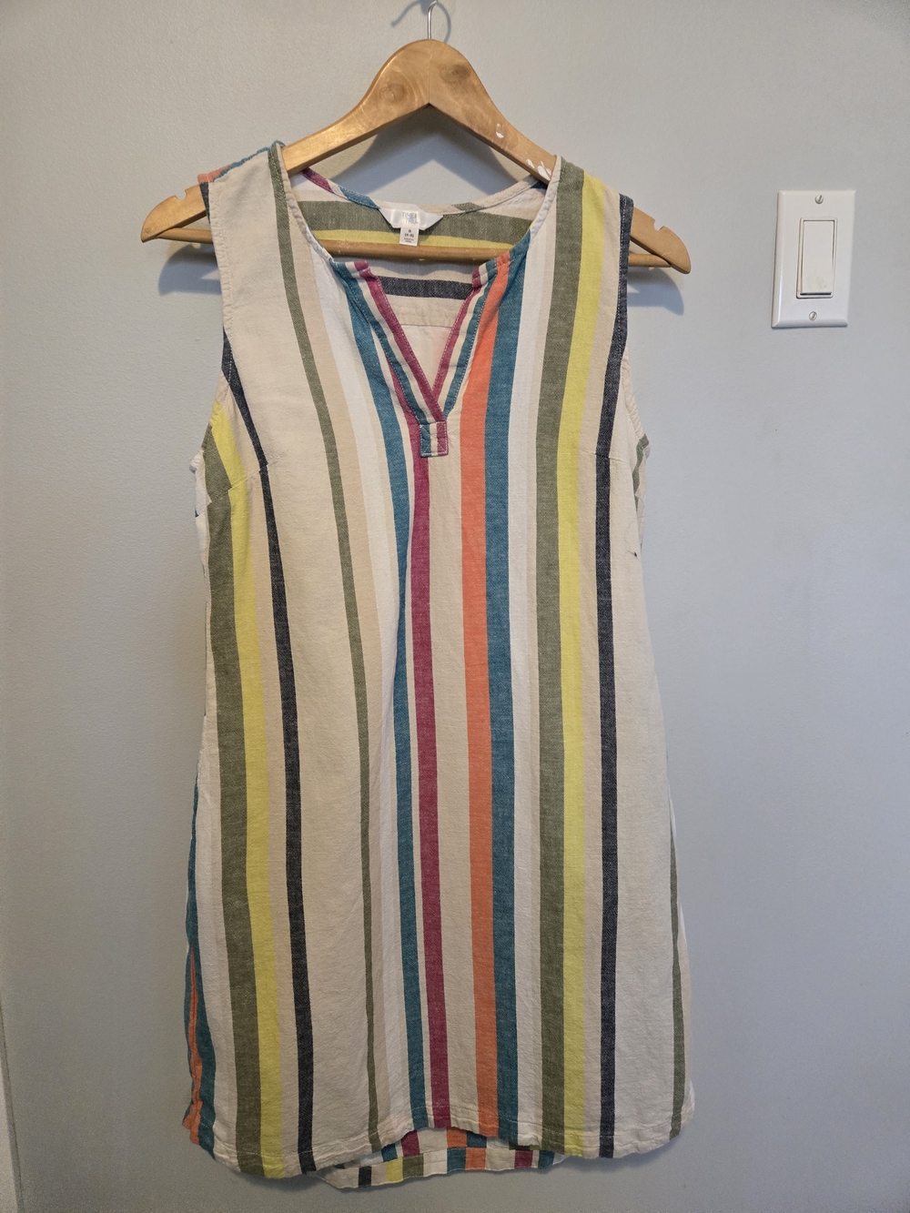 Time and Tru Multicolor Vertical Stripe Cotton Sleeveless Dress
